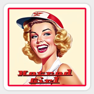 Hotrod Girl Retro Blonde Beauty Illustration Art Sticker